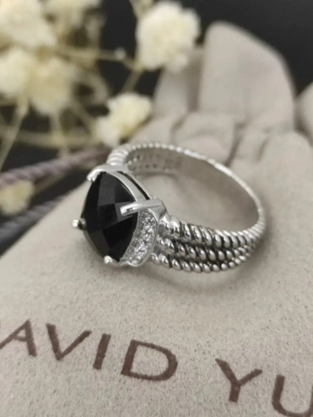 David Yurman square diamond ring, black diamond dimensions